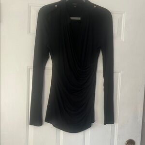 Ann Taylor Elegant Black Drape Blouse